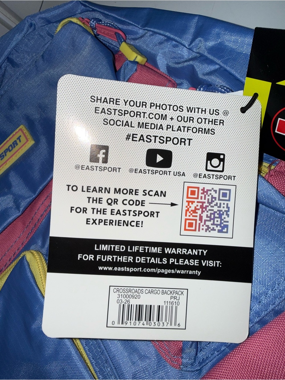 Eastsport Blue Multicolor Men's 18.5" Backpack - Picture 3 of 9
